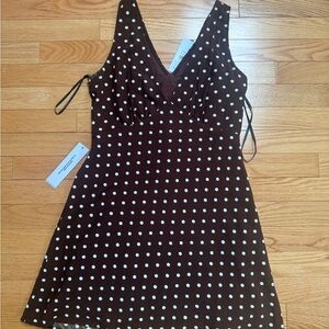 Princess Polly Chocolate Dress with Cream Dots